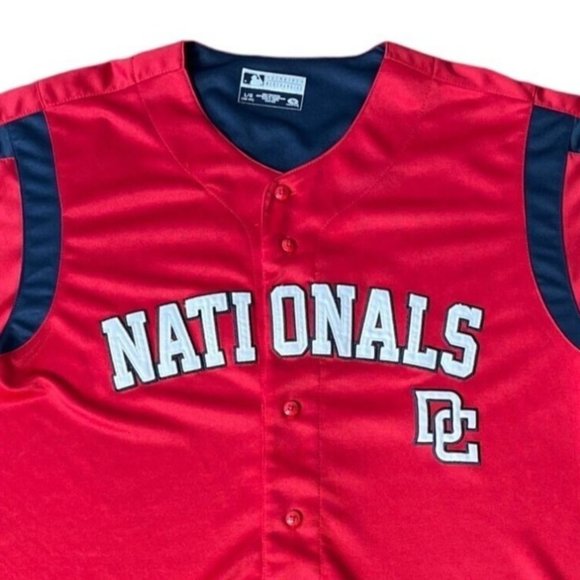 Vintage Washington Nationals DC Men's Red MLB Jersey Sz L - Picture 3 of 8
